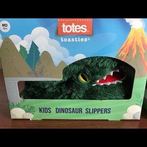 NWT TOTES Toasties Kids Dinosaur Boot Slippers